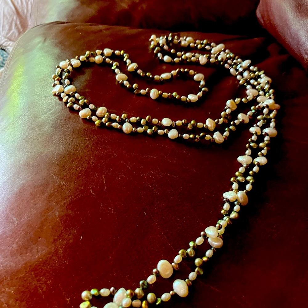 4ft approx necklace freshwater pearlsand unknown beads
